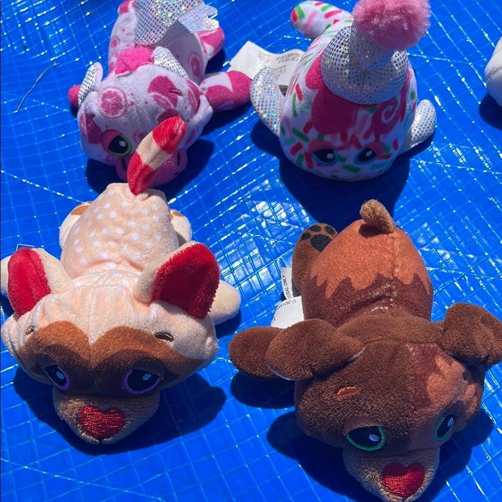 Set of Four Colorful Plush Toys